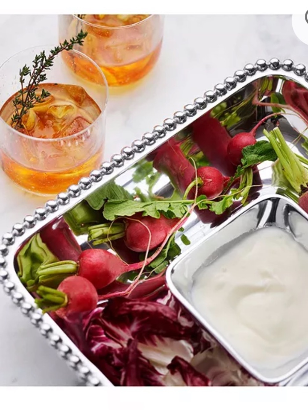 Mariposa Pearled Square Chip & Dip Server
